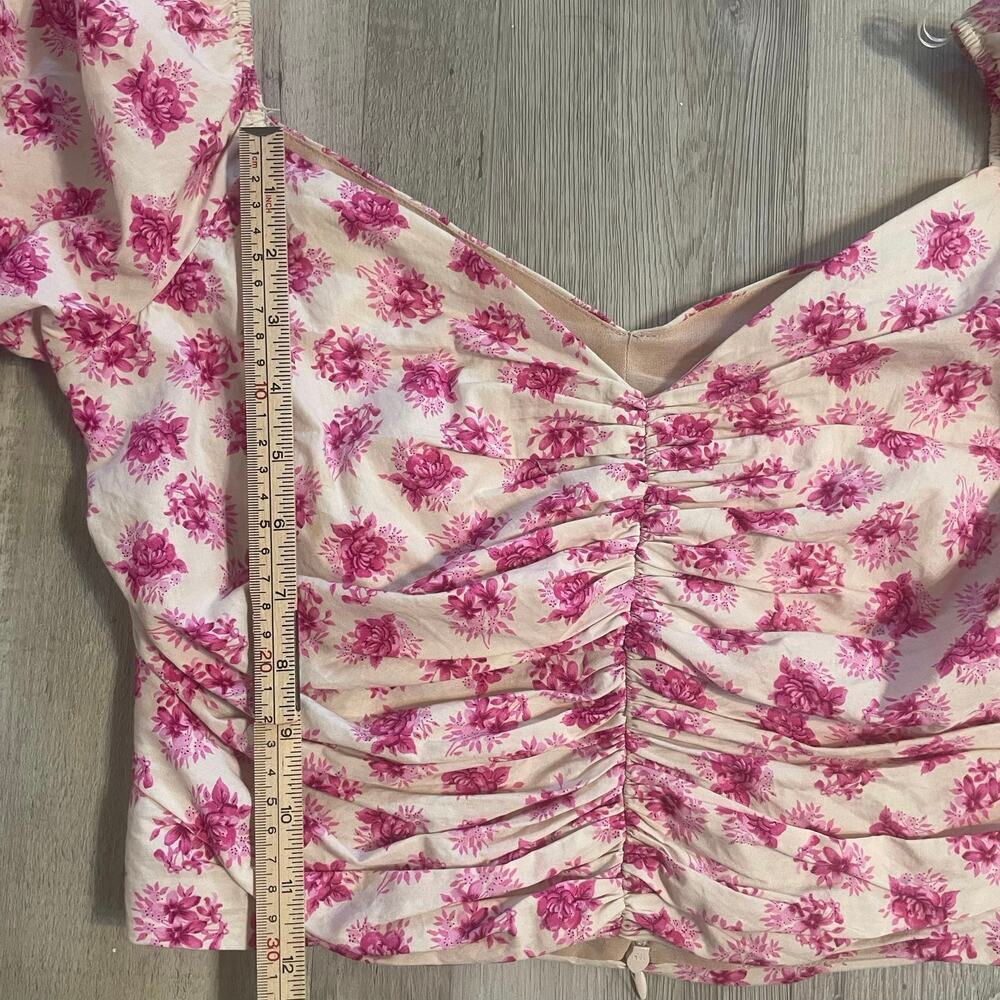Zara Pink Floral Off The Shoulder Bardot Top Size Large - Picture 8 of 13